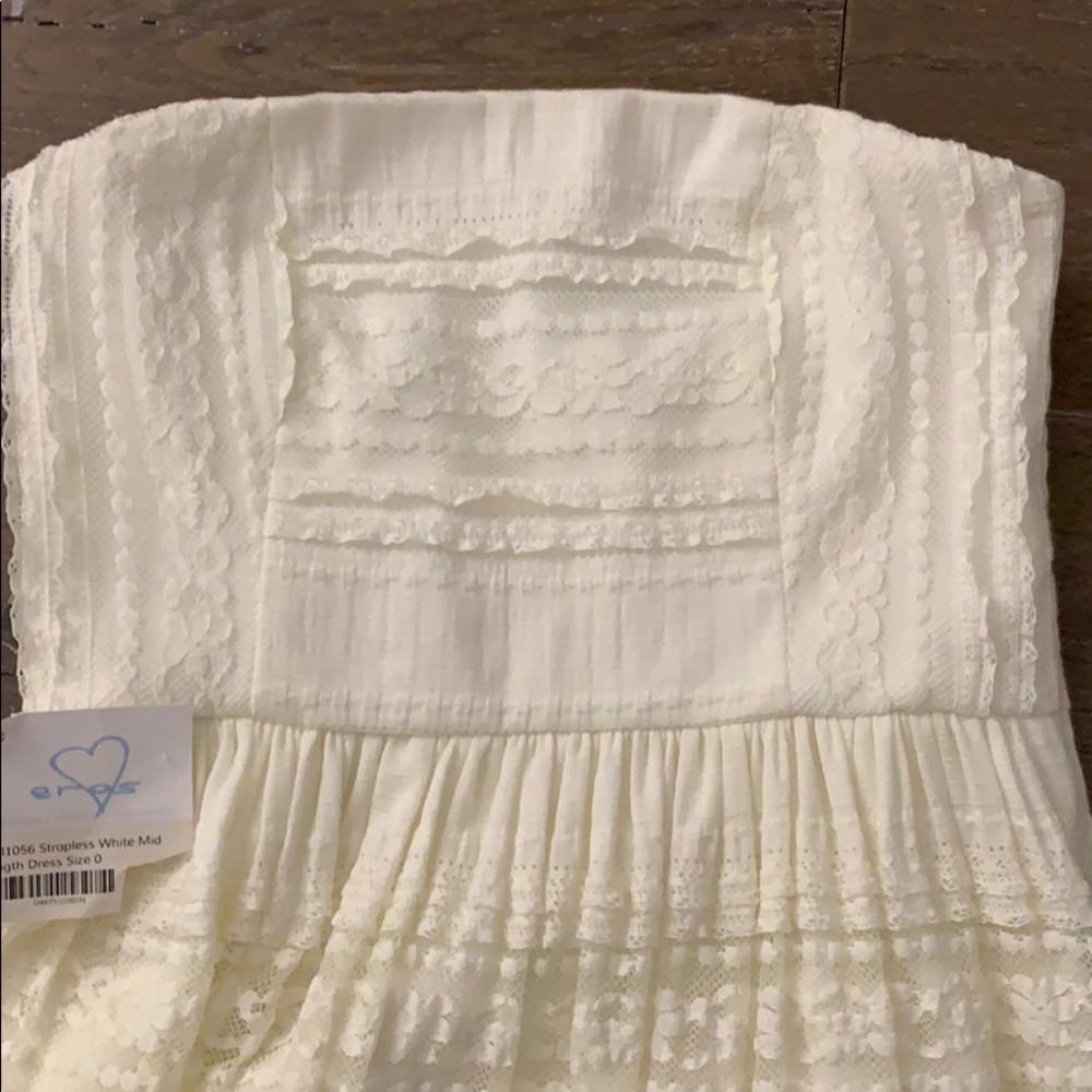 Strapless White Midi Dress